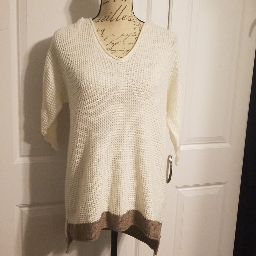 NWT NY&Co Cream Waffle knit tunic sweater